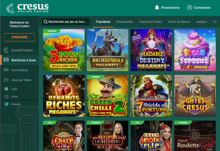 Les nombreux jeux du casino en ligne Cresus