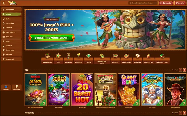 Découvrez l'univers tropical du Tiki Casino pour une expérience de jeu inoubliable !