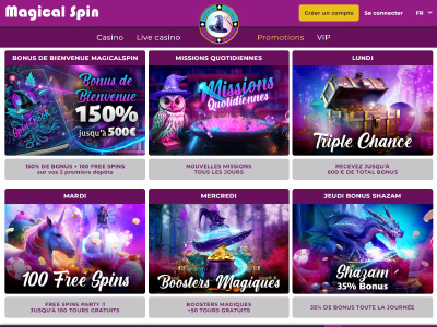 Bonus et promotions du casino Magical Spin