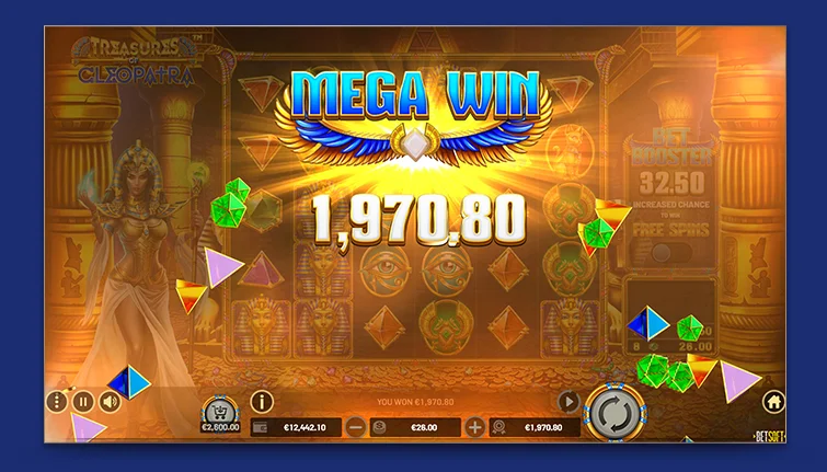 Machine à sous Betsoft Gaming avec bonus et jackpot : Treasure of Cleopatra