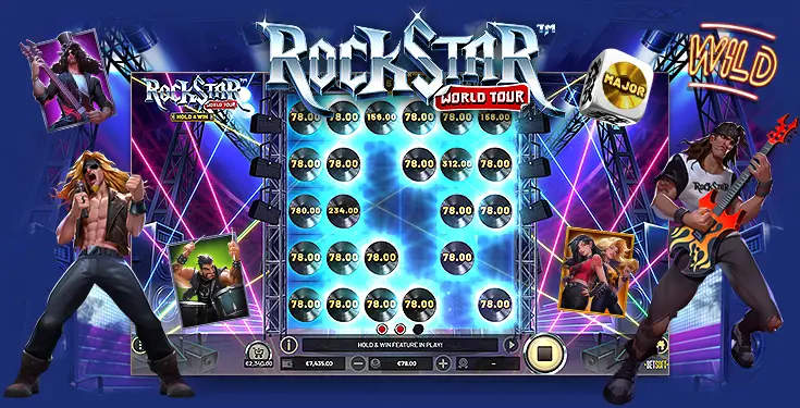 Test de la machine à sous gratuite Rockstar Worldtour Hold & Win de Betsoft Gaming
