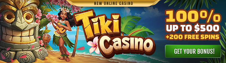 Get the Welcome Bonus : 100% up to $500 + 200 Free spins on the Tiki Casino!